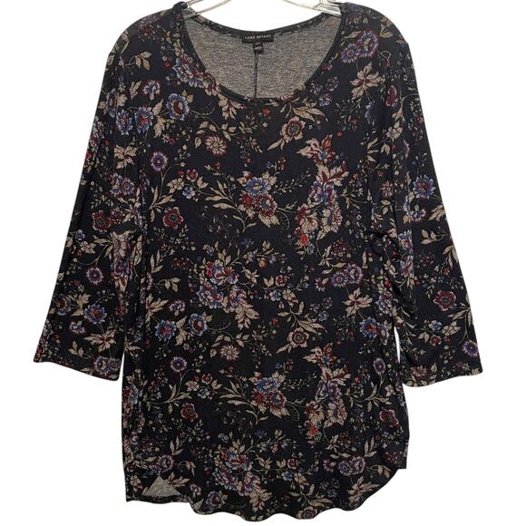 Lane Bryant Tulip-Hem Sweater Tunic Womens Size 14/16 Muted Black Multicolor Top - Picture 2 of 9